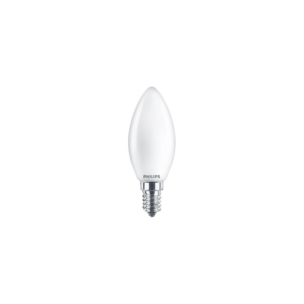 Produktbild för Philips - LED-glödlampa - form: B35 - glaserad finish - E14 - 4.3 W - varmt vitt ljus - 2700 K (paket om 2)