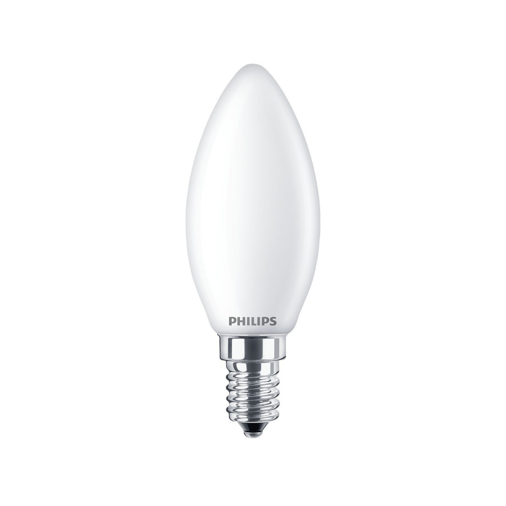 Produktbild för Philips - LED-glödlampa - form: B35 - glaserad finish - E14 - 4.3 W - varmt vitt ljus - 2700 K (paket om 2)