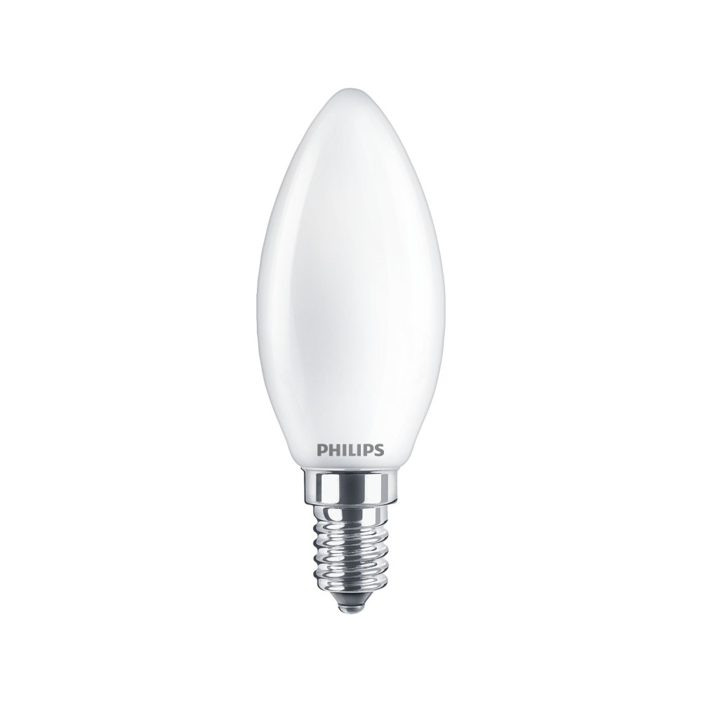 Produktbild för Philips - LED-glödlampa - form: B35 - glaserad finish - E14 - 4.3 W - varmt vitt ljus - 2700 K (paket om 2)