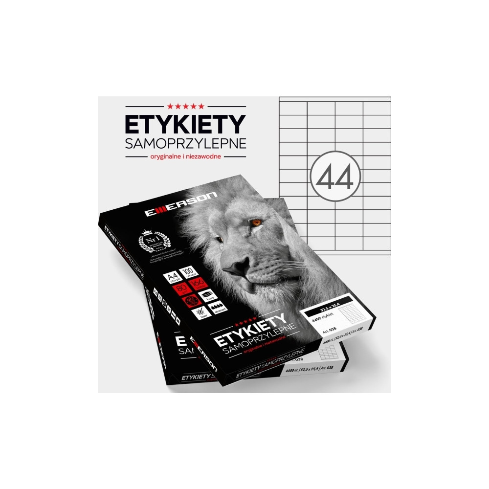 Produktbild för Emerson ETYK.EMERSON 52,5X25,4 100 art 038 LABEL