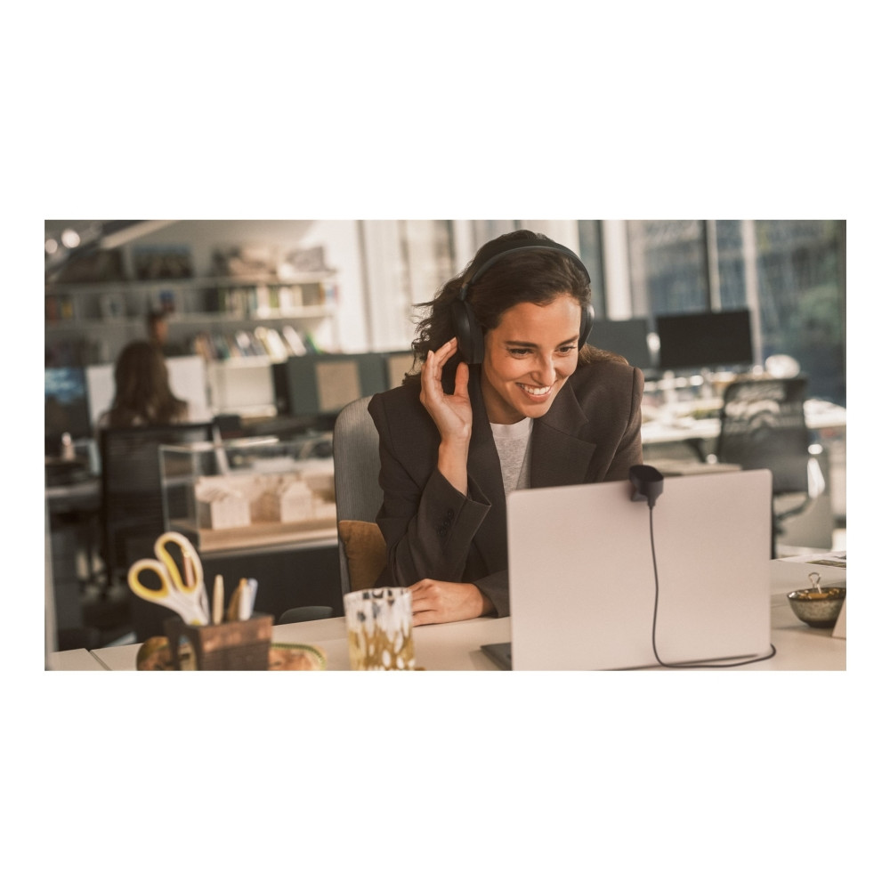 Produktbild för Jabra Evolve3 85 UC - headset - 3,5 mm kontakt, USB-C via Bluetooth-adapter - med trådlös laddningsplatta