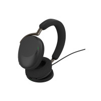 Produktbild för Jabra Evolve3 85 UC - headset - 3,5 mm kontakt, USB-C via Bluetooth-adapter - med trådlös laddningsplatta