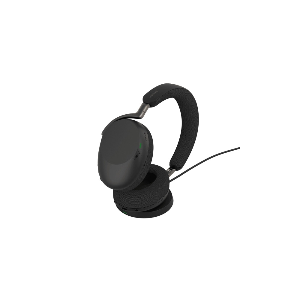Produktbild för Jabra Evolve3 85 UC - headset - 3,5 mm kontakt, USB-C via Bluetooth-adapter - med trådlös laddningsplatta
