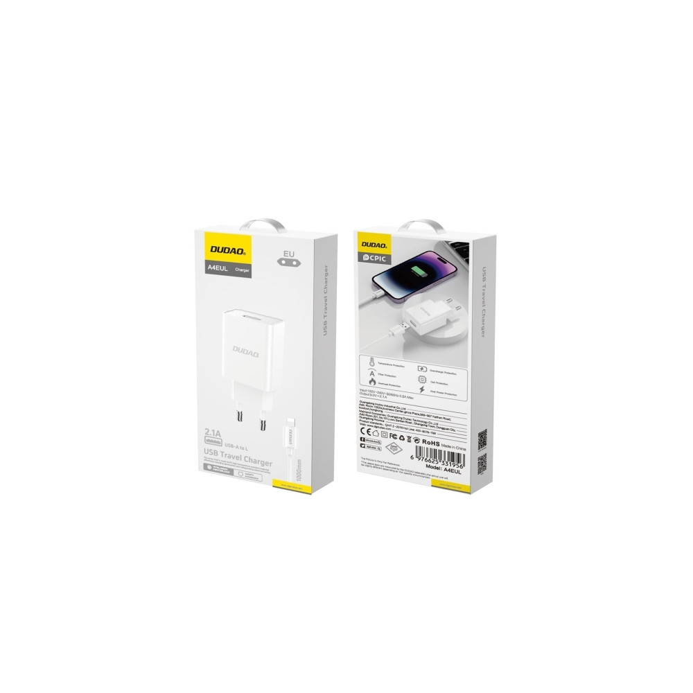 Produktbild för Dudao A4EU adapter 10W 1xUSB-A (USB-A till Lightning-kabel i...