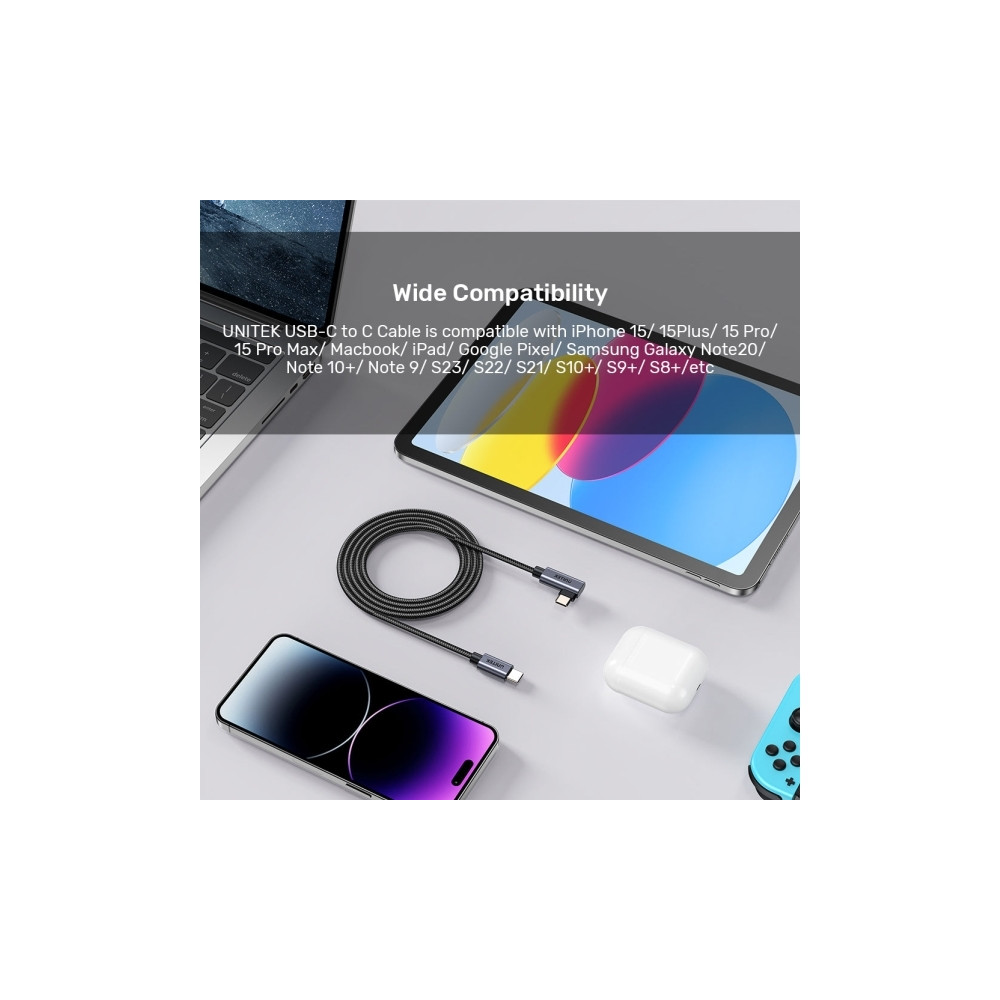 Produktbild för Unitek - USB typ C-kabel - 24 pin USB-C till 24 pin USB-C - 3 m