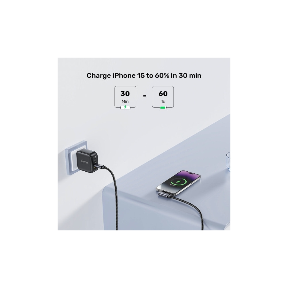 Produktbild för Unitek - USB typ C-kabel - 24 pin USB-C till 24 pin USB-C - 3 m