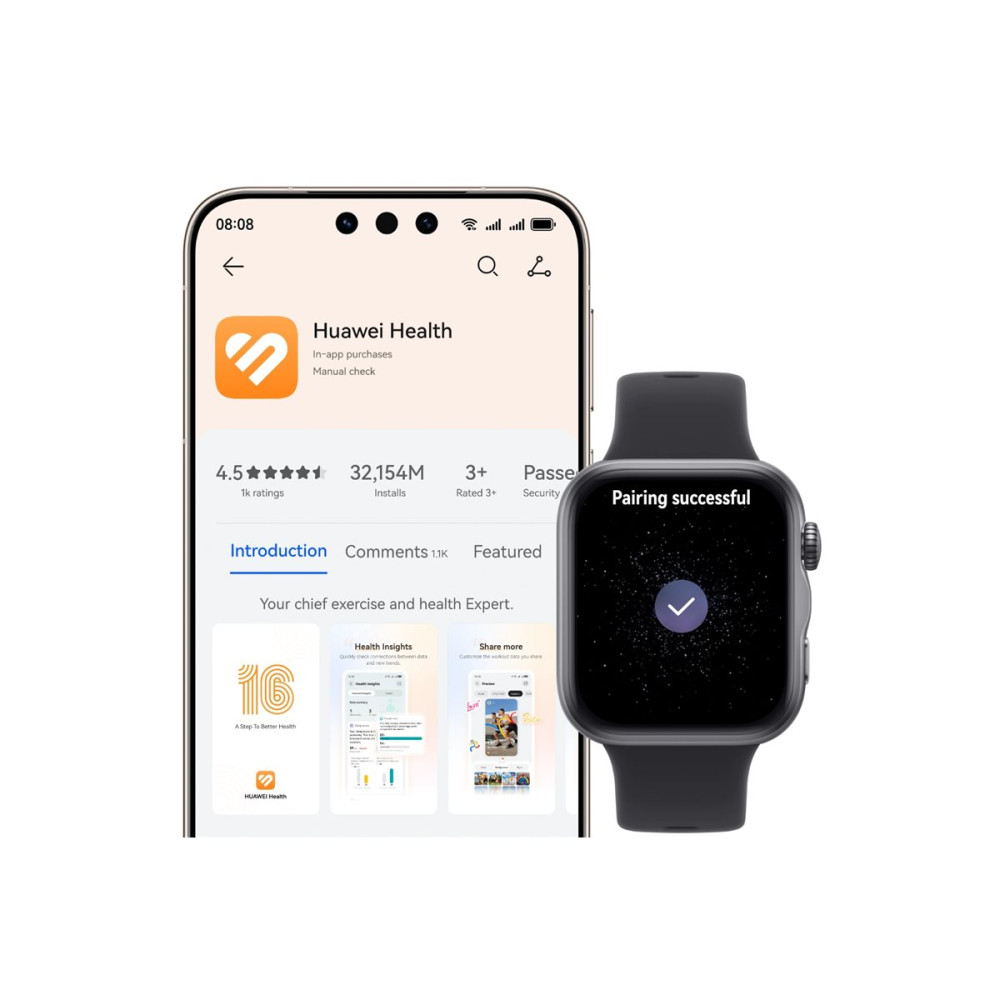 Produktbild för Huawei Watch Fit 5 - aluminiumlegering - smart klocka med rem - svart - svart