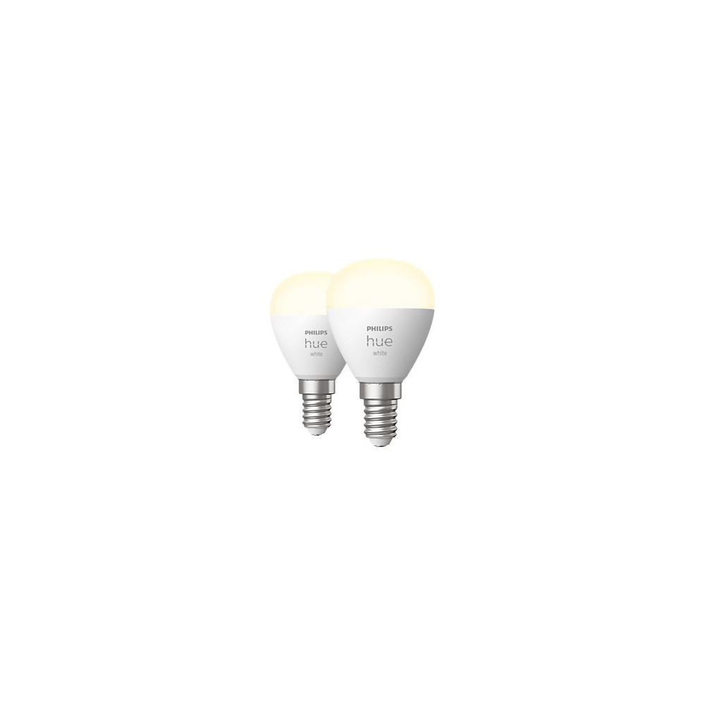 Produktbild för Philips Hue White - LED-glödlampa - form: P45 - E14 - 5.7 W - mjukt vitt ljus - 2700 K - vit (paket om 2)