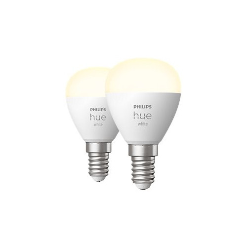 Philips Philips Hue White - LED-glödlampa - form: P45 - E14 - 5.7 W - mjukt vitt ljus - 2700 K - vit (paket om 2)