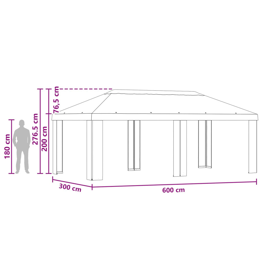 Produktbild för Tältöverdrag 6 x 3 m Svart Polyester 190 gsm