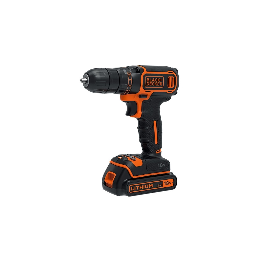 Produktbild för Black & Decker BDCDC18-QW, Borr med pistolgrepp, Svart, Oran...