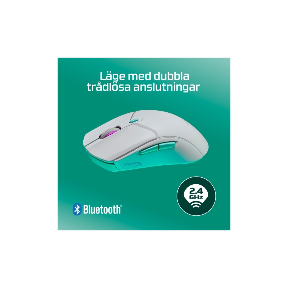 Produktbild för HyperX Pulsefire Haste 2 - mus - 2.4 GHz, Bluetooth 5.2 - vit