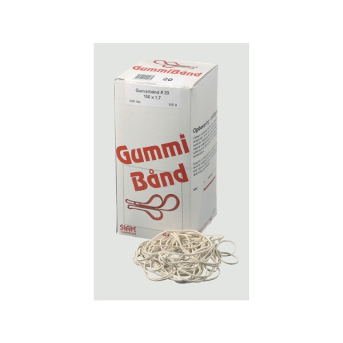 SPECIALPLAST I GISLAVED AB Gummiband 80 % rågummi, BxL: 1,7 x 100 mm, 500 g, vit, förpa...