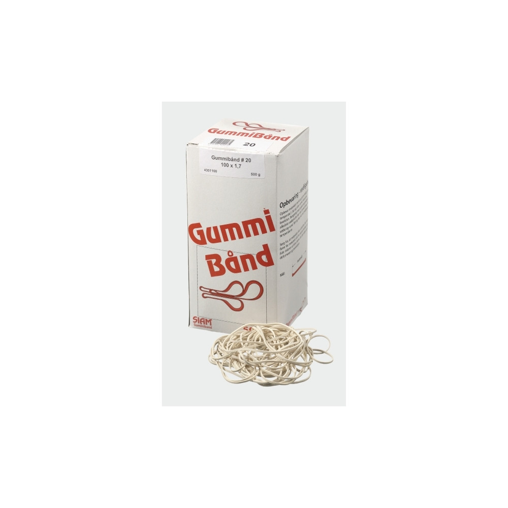 Produktbild för Gummiband, 500 g, BxL: 5 x 220 mm, vita, förpackning med 180...