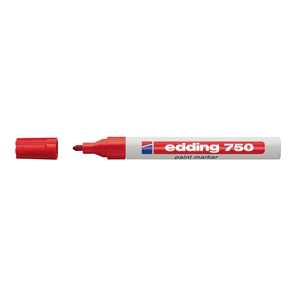Produktbild för Paintmarkere, edding® 750, 2-4 mm, rund spids, rød, pakke me...