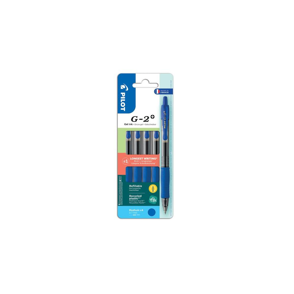 Produktbild för Gelpenna PILOT G2 Plus 0,7 blå 4/fp