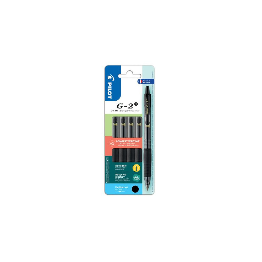 Produktbild för Gelpenna PILOT G2 Plus 0,7 svart 4/fp