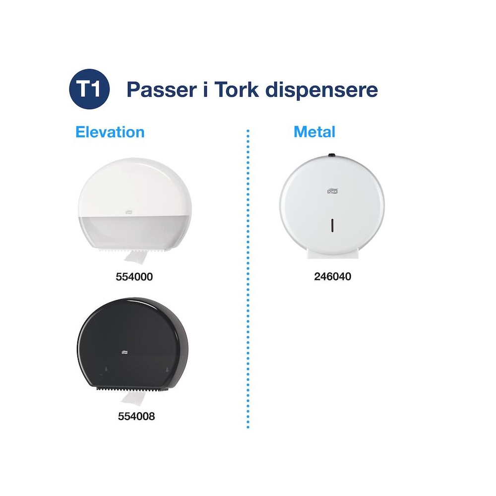 Produktbild för Tork Jumbo T1 - toalettpapper - 2500 ark - rulle - 500 m - vit