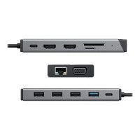 Produktbild för ALOGIC DV3 - mini-dockningsenhet - USB-C - 2 x HDMI, VGA - 1GbE
