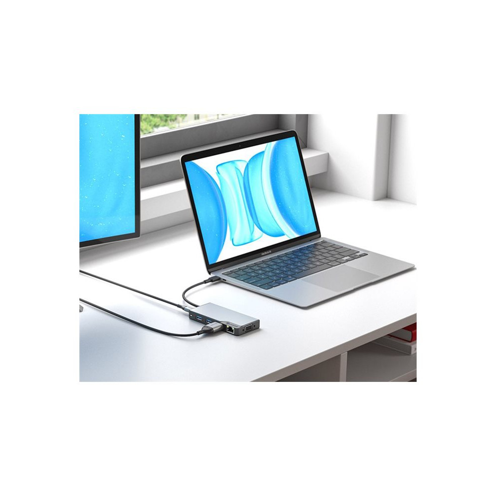 Produktbild för ALOGIC USB-C Fusion MAX 6-in-1 Hub V2 - dockningsstation - USB-C 3.1 Gen 1 - VGA, HDMI - 1GbE