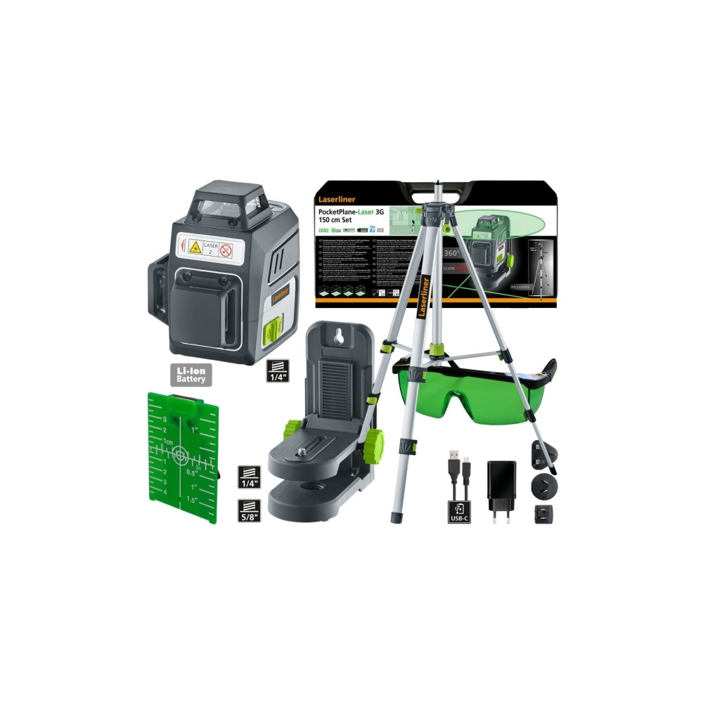 Produktbild för Laserliner PocketPlane-Laser 3G, 0,3 mm/m, 3,5°, 515 nm, Lin...