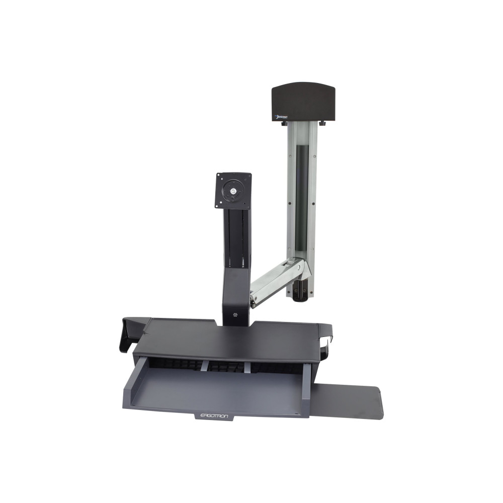 Produktbild för Ergotron StyleView Sit-Stand Combo System with Worksurface monteringssats - för LCD-skärm/tangentbord/mus/streckkodsläsare/processor - liten CPU-hållare - polerat aluminium