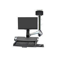 Produktbild för Ergotron StyleView Sit-Stand Combo System with Worksurface monteringssats - för LCD-skärm/tangentbord/mus/streckkodsläsare/processor - liten CPU-hållare - polerat aluminium