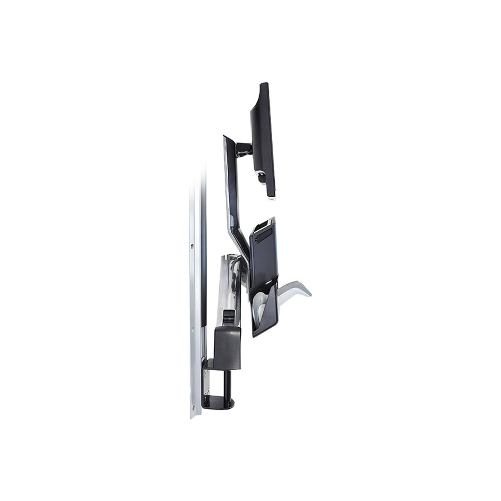 Produktbild för Ergotron StyleView Sit-Stand Combo System with Worksurface monteringssats - för LCD-skärm/tangentbord/mus/streckkodsläsare/processor - liten CPU-hållare - polerat aluminium