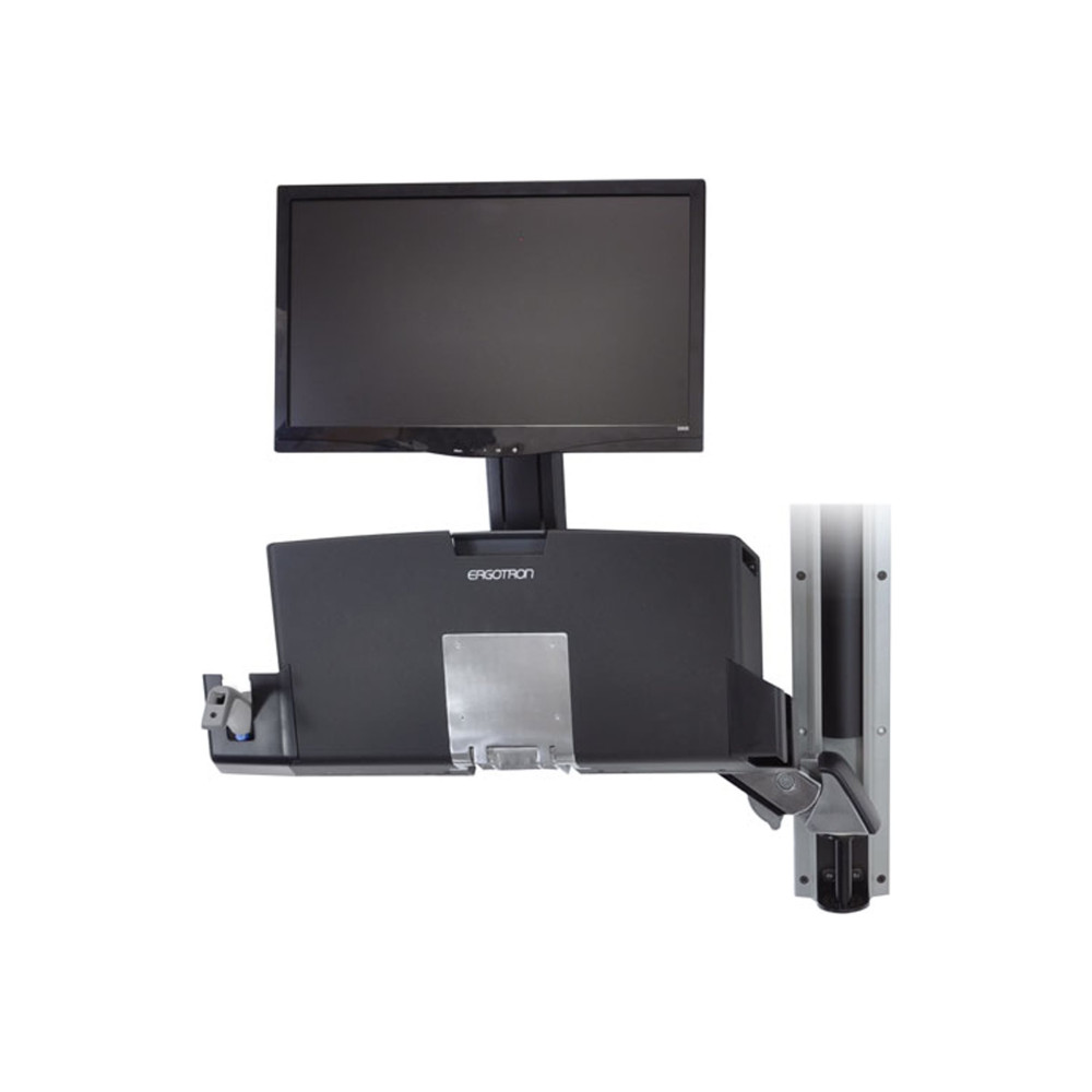 Produktbild för Ergotron StyleView Sit-Stand Combo System with Worksurface monteringssats - för LCD-skärm/tangentbord/mus/streckkodsläsare/processor - liten CPU-hållare - polerat aluminium