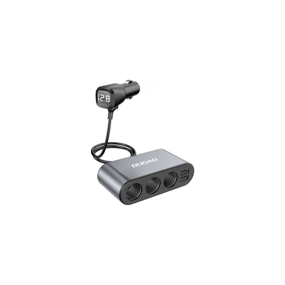 Produktbild för Dudao bil-laddare 2x USB / 3x cigarettändar-splitter svart (...