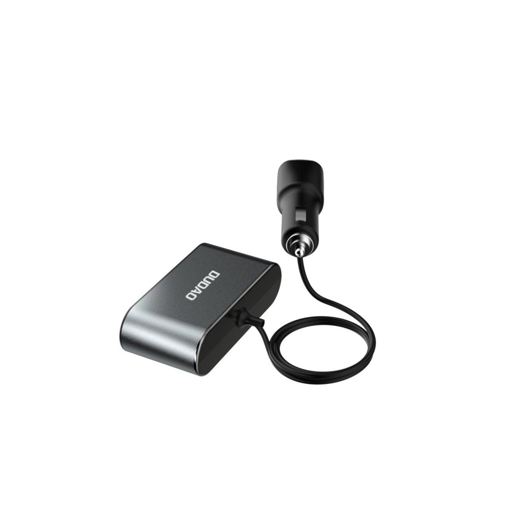 Produktbild för Dudao bil-laddare 2x USB / 3x cigarettändar-splitter svart (...