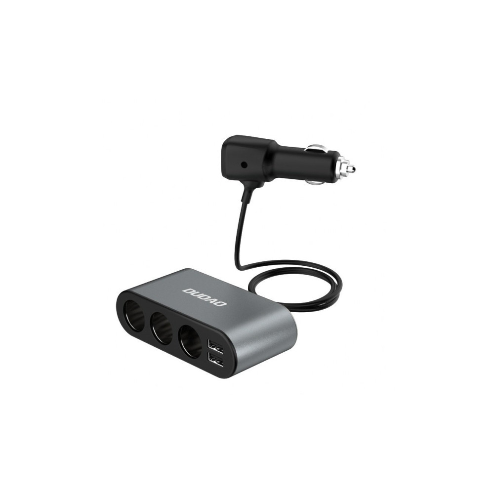 Produktbild för Dudao bil-laddare 2x USB / 3x cigarettändar-splitter svart (...