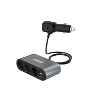 Produktbild för Dudao bil-laddare 2x USB / 3x cigarettändar-splitter svart (...