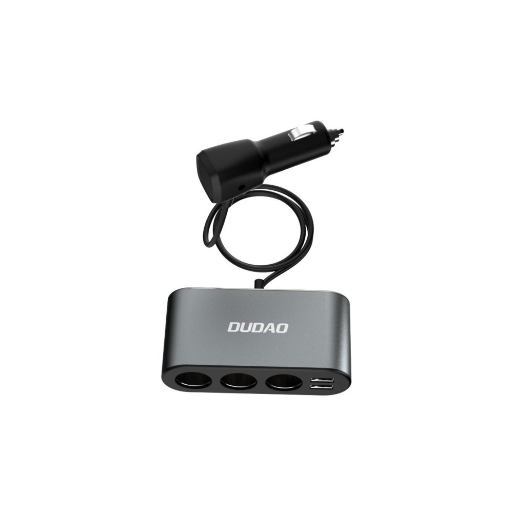 Produktbild för Dudao bil-laddare 2x USB / 3x cigarettändar-splitter svart (...