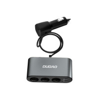 Produktbild för Dudao bil-laddare 2x USB / 3x cigarettändar-splitter svart (...