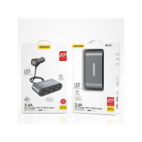 Produktbild för Dudao bil-laddare 2x USB / 3x cigarettändar-splitter svart (...