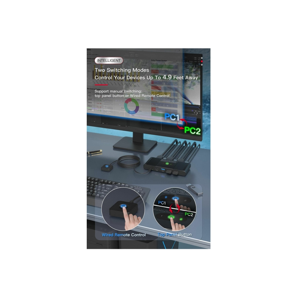 Produktbild för MicroConnect - KVM / video / ljud växeln - 2 portar