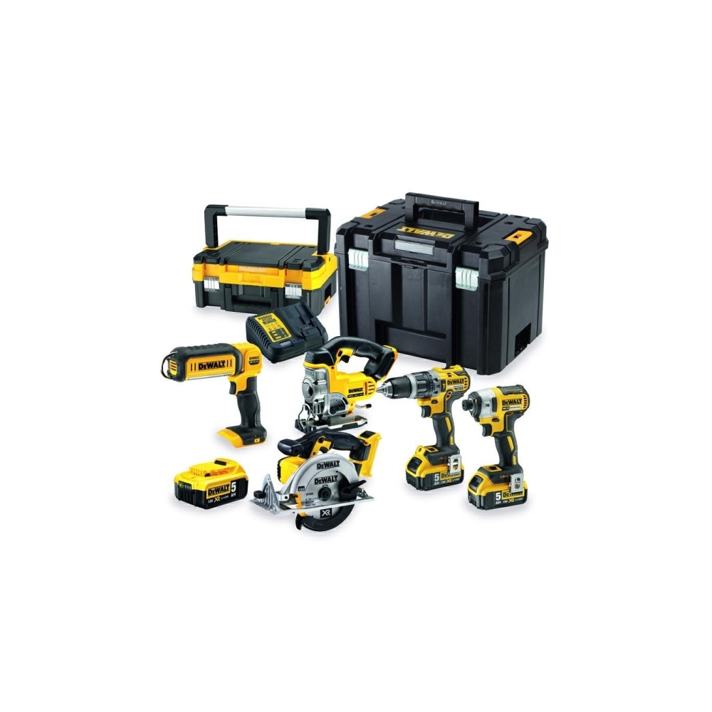 Produktbild för DEWALT. COMBO 18V DCD796+DCF887+DCS39+DCS331+DCL050) 3x5.0Ah...