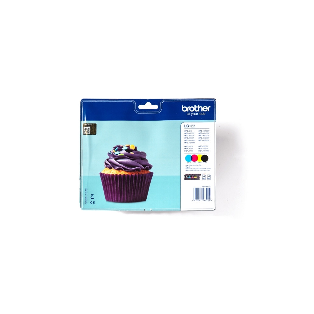 Produktbild för Brother LC123 Value Pack - 4-pack - Lång livslängd - svart, gul, cyan, magenta - original - bläckpatron