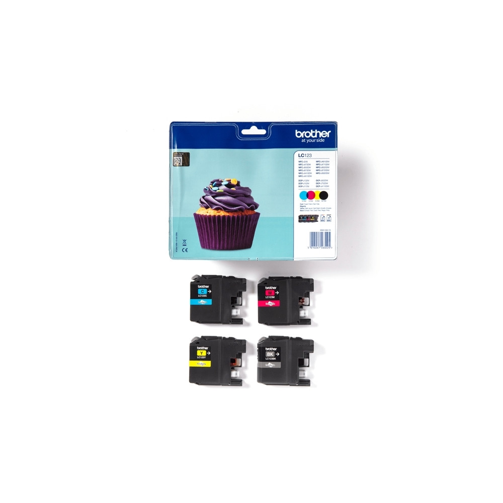 Produktbild för Brother LC123 Value Pack - 4-pack - Lång livslängd - svart, gul, cyan, magenta - original - bläckpatron
