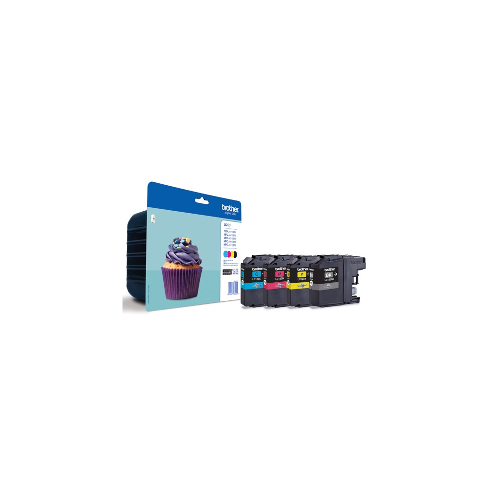 Produktbild för Brother LC123 Value Pack - 4-pack - Lång livslängd - svart, gul, cyan, magenta - original - bläckpatron
