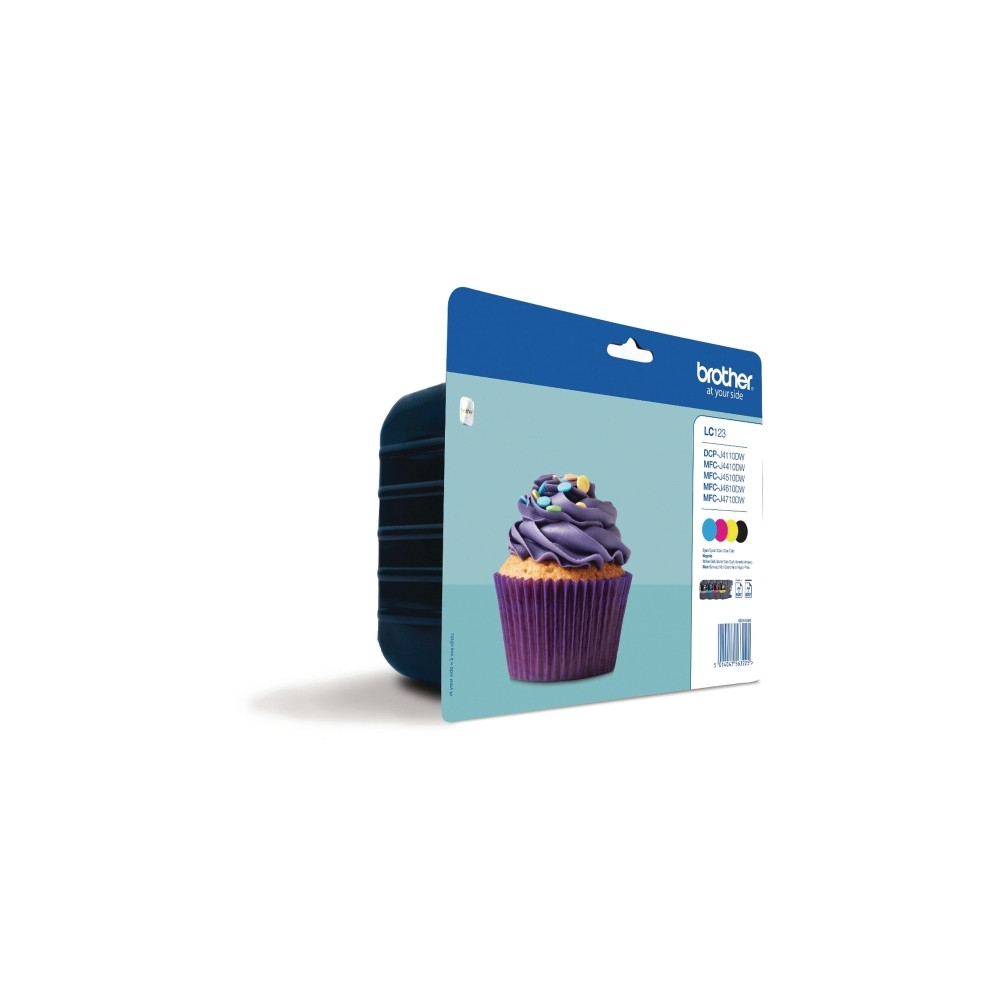 Produktbild för Brother LC123 Value Pack - 4-pack - Lång livslängd - svart, gul, cyan, magenta - original - bläckpatron
