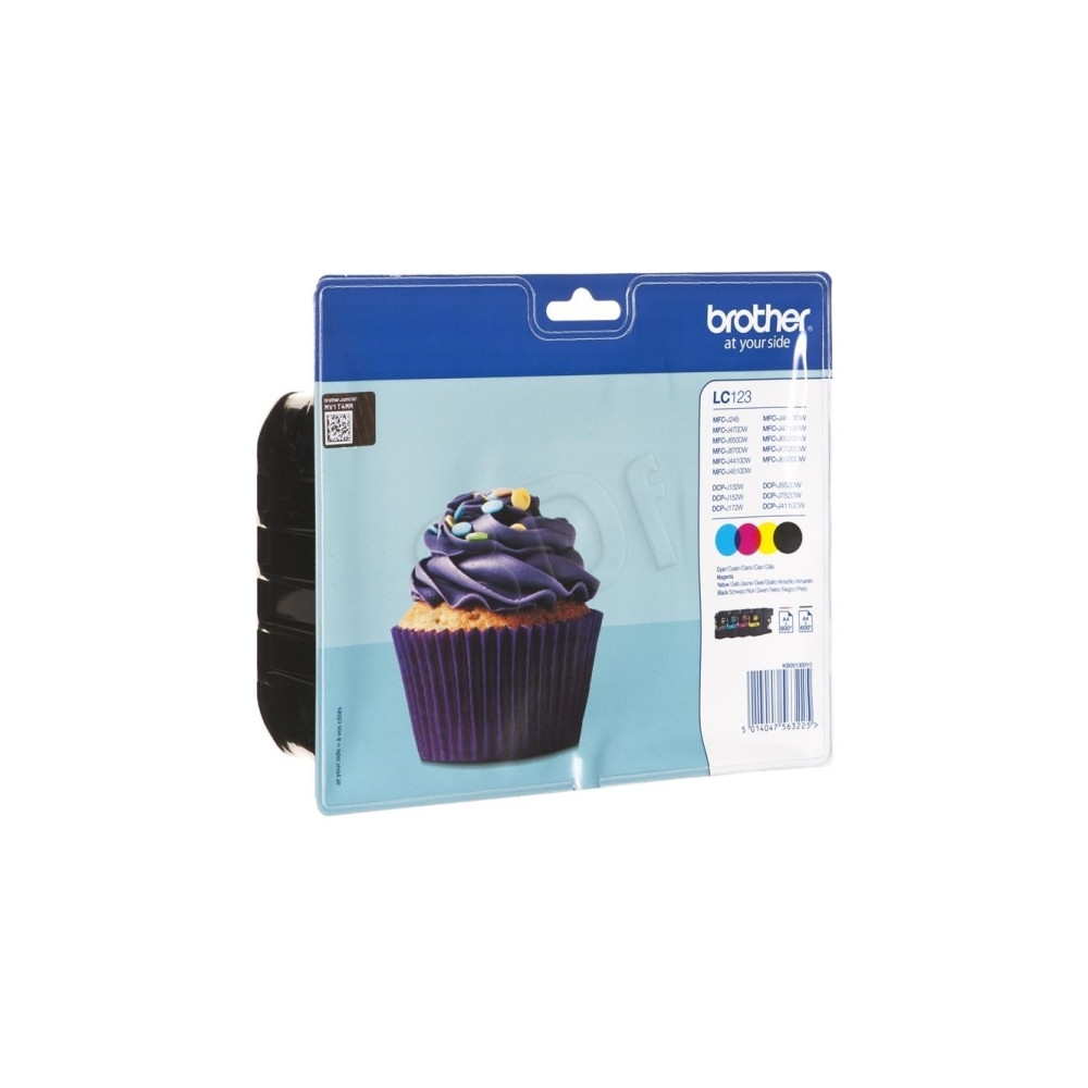 Produktbild för Brother LC123 Value Pack - 4-pack - Lång livslängd - svart, gul, cyan, magenta - original - bläckpatron