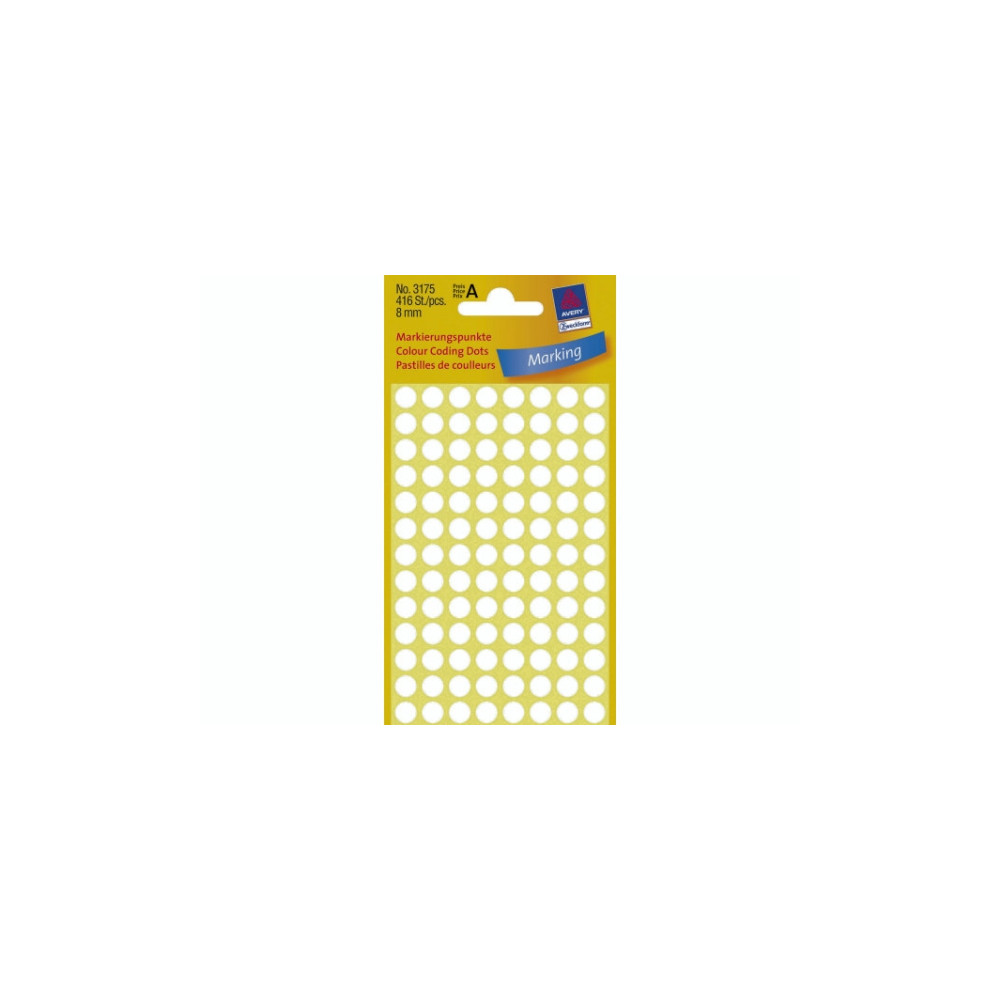 Produktbild för Avery Zweckform färgkodningspunkt - 0,8 cm diameter - vit (paket om 416)