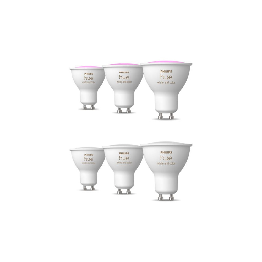Produktbild för Philips Hue White and Color Ambiance - LED-spotlight - GU10 - 4.2 W - flerfärgad/kallvitt/varmvitt till dagsljus - 2000-6500 K (paket om 3)
