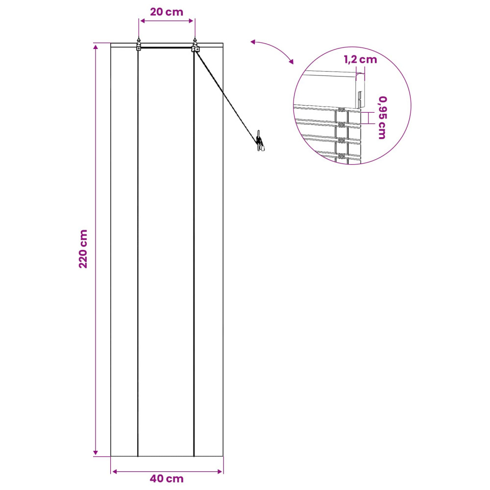 Produktbild för Rullgardin Natur 40 x 220 cm Bambu