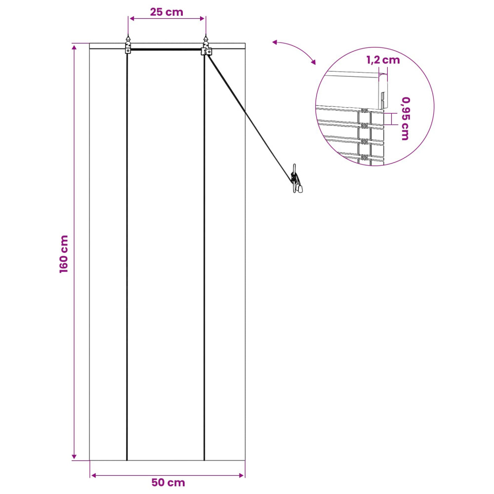 Produktbild för Rullgardin Natur 50 x 160 cm Bambu