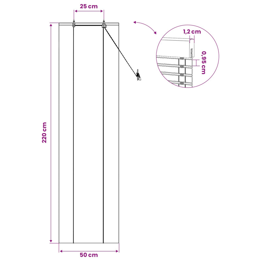 Produktbild för Rullgardin Natur 50 x 220 cm Bambu