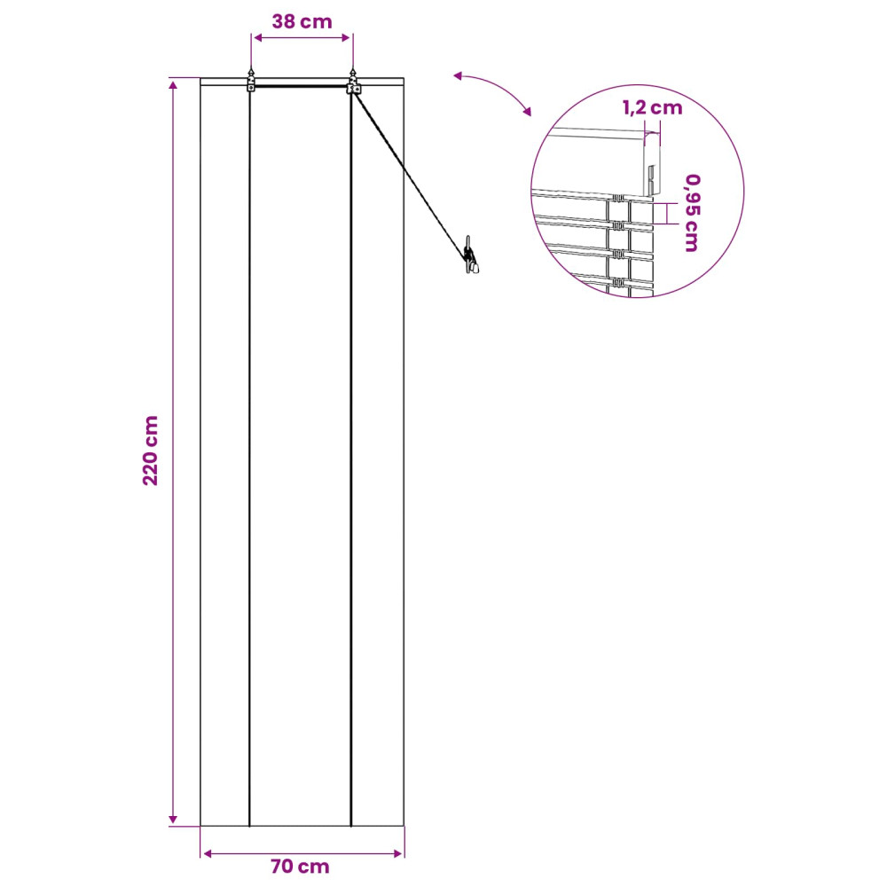 Produktbild för Rullgardin Natur 70 x 220 cm Bambu
