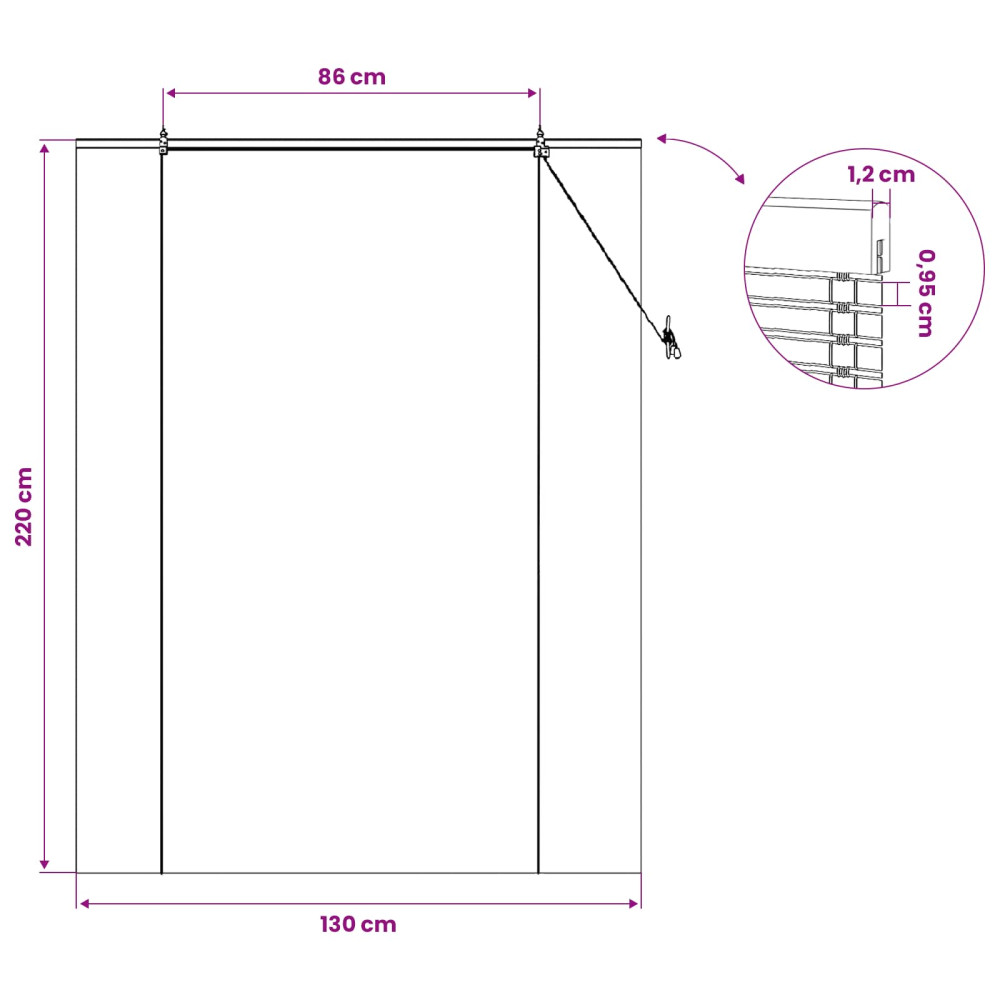 Produktbild för Rullgardin Natur 130 x 220 cm Bambu